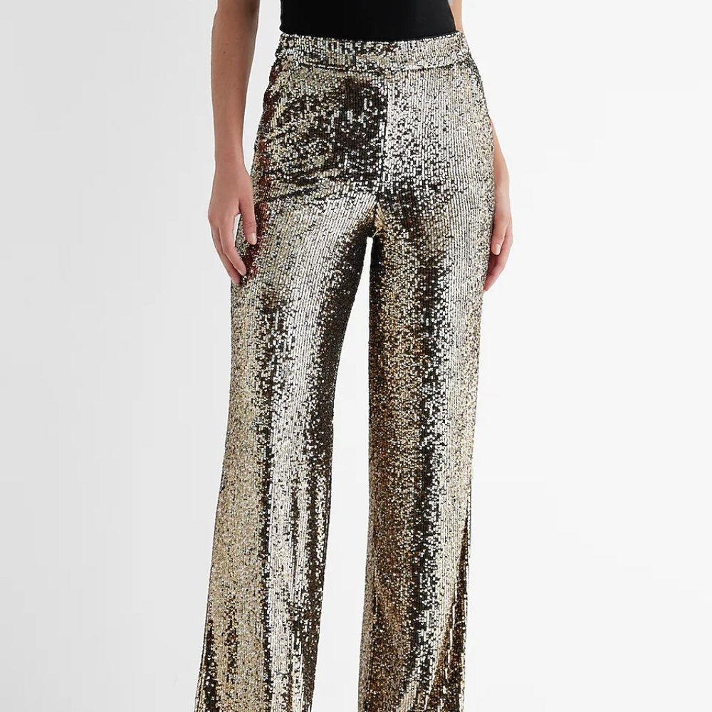 nwt express high waisted all sequin lined wide leg pants all sizes